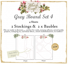 grey board set 4 baubles & santa stockings